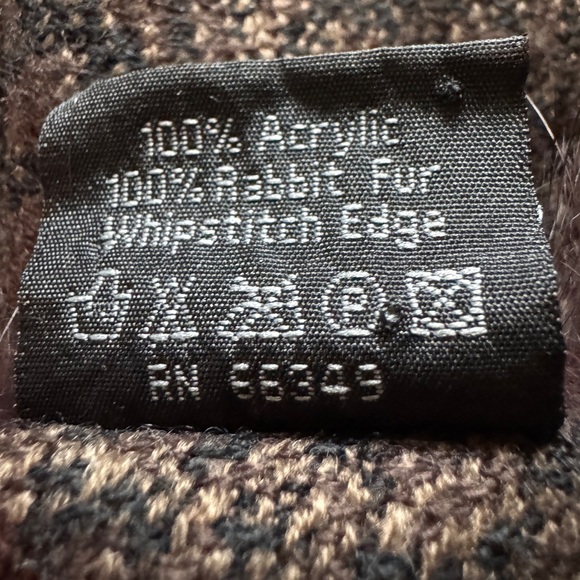 V. Fraas Brown Rabbit Fur Lined Ruana Shawl One Size - Picture 6 of 6